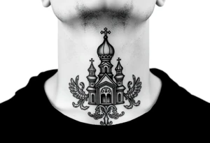 russian christian orthodox church military neck design front facing tattoo idea