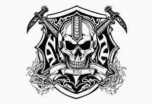 Valhalla flames sword shield barb wire tattoo idea