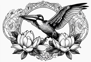 bee, magnolia, pelican, alligator together tattoo idea