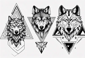wolf head with a triangle shape tattoo idea