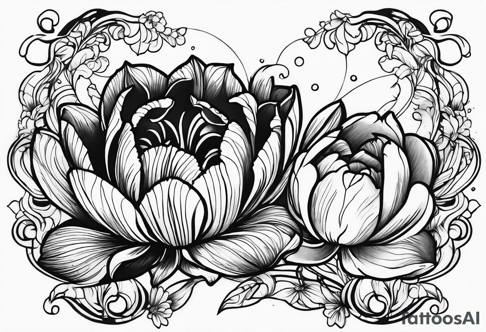 Scorpio and Leo with black and white tulips tattoo idea