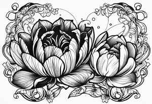 Scorpio and Leo with black and white tulips tattoo idea