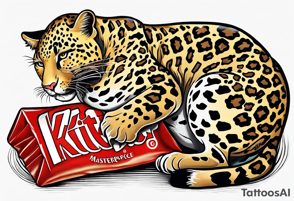 Leopard eating a KitKat tattoo idea