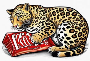 Leopard eating a KitKat tattoo idea