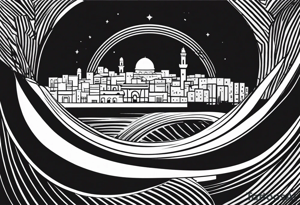 israel 
city swirl
 vector tattoo idea