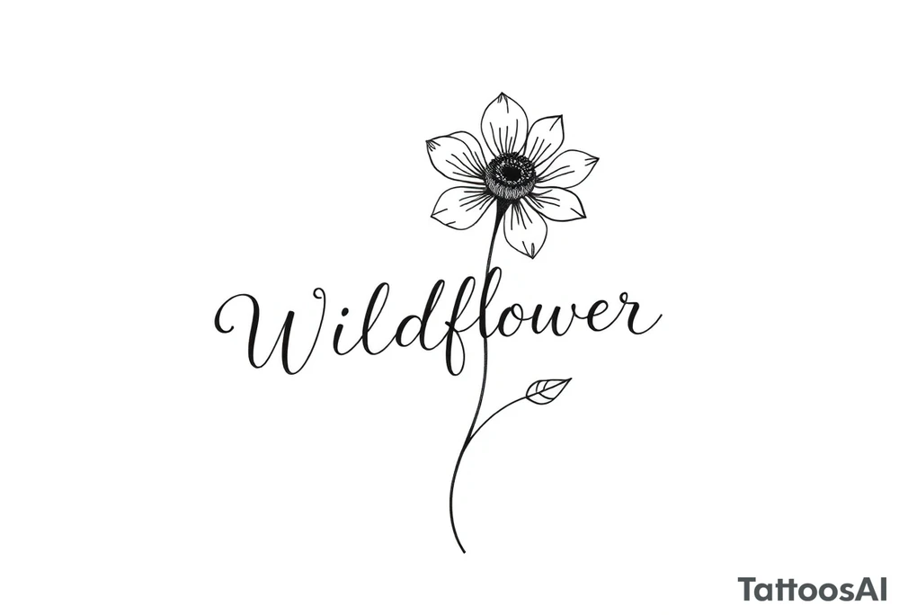 Wildflower written in stem of a flower tattoo idea