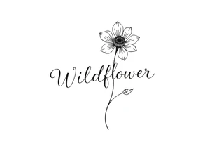 Wildflower written in stem of a flower tattoo idea