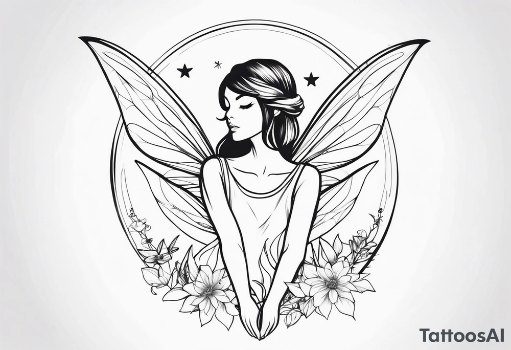 Minimal Fairy line tattoo idea
