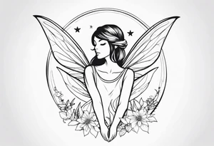 Minimal Fairy line tattoo idea