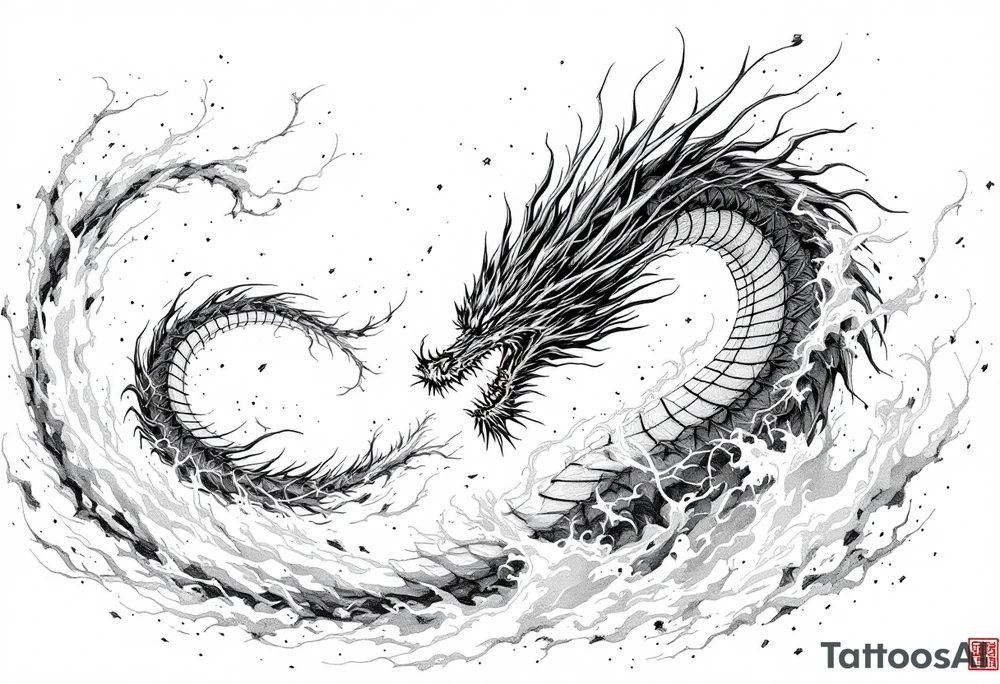 legendary dragon scene with energy aura and power effects tattoo idea