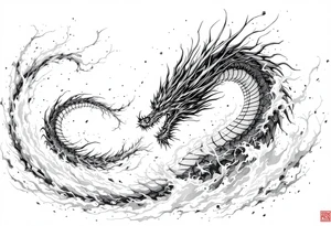 legendary dragon scene with energy aura and power effects tattoo idea