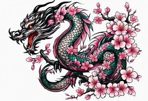 A cherry blossom dragon tattoo idea