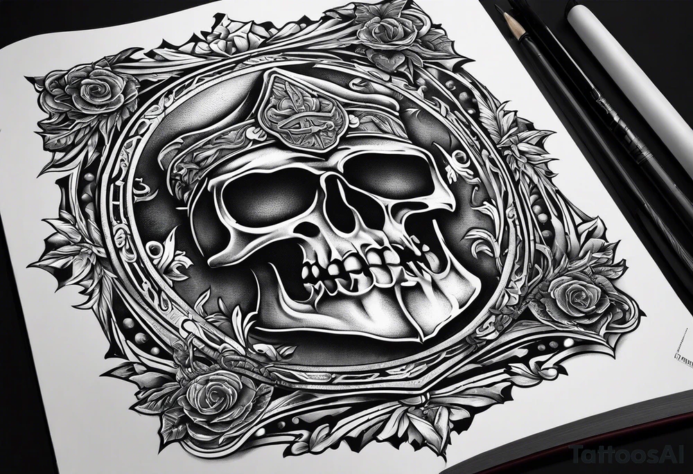 An opened bible with a battle Axe tattoo idea