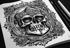 An opened bible with a battle Axe tattoo idea