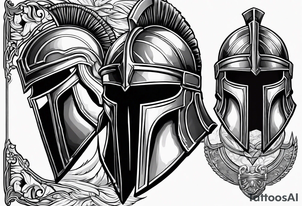Spartan helmet with shield tattoo idea