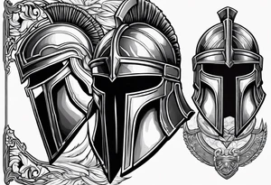 Spartan helmet with shield tattoo idea