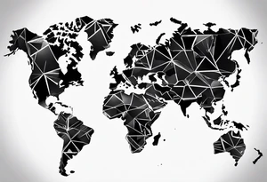 geometric world map tattoo with a cheetah tattoo idea
