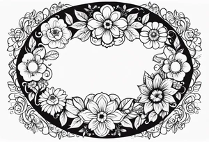 floral clouds circle vignette frame tattoo idea