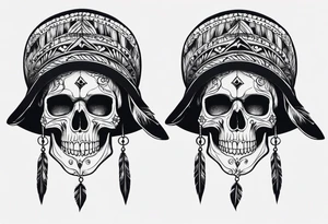 Native bonnet with skull tattoo idea