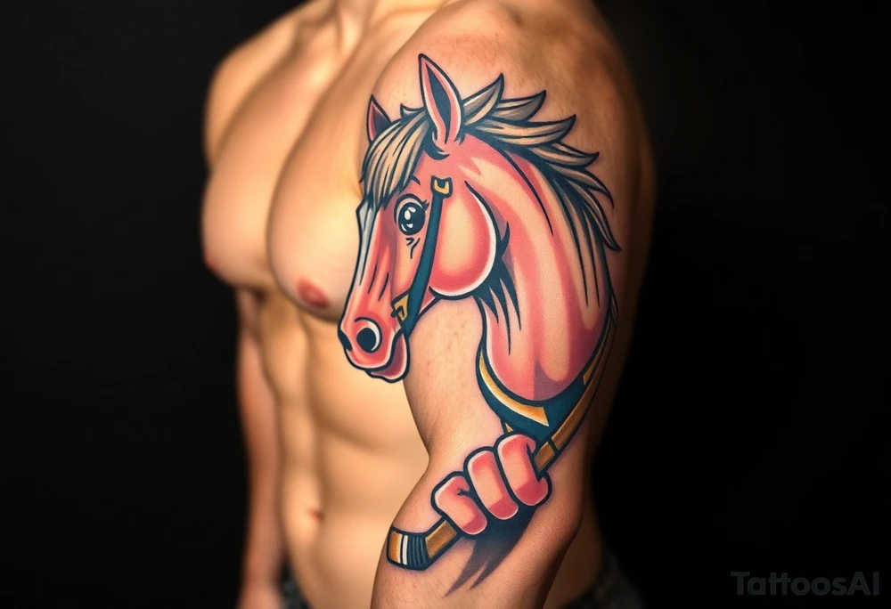 Horse with hockey sticks tattoo idea