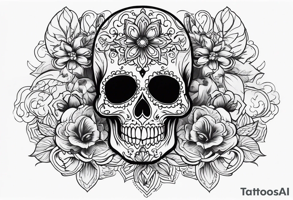 Day of dead skull with smoke around it tattoo idea