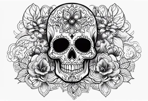 Day of dead skull with smoke around it tattoo idea