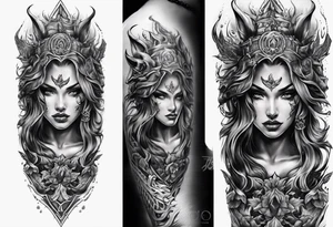 Unique demonslayer sleeve tattoo idea