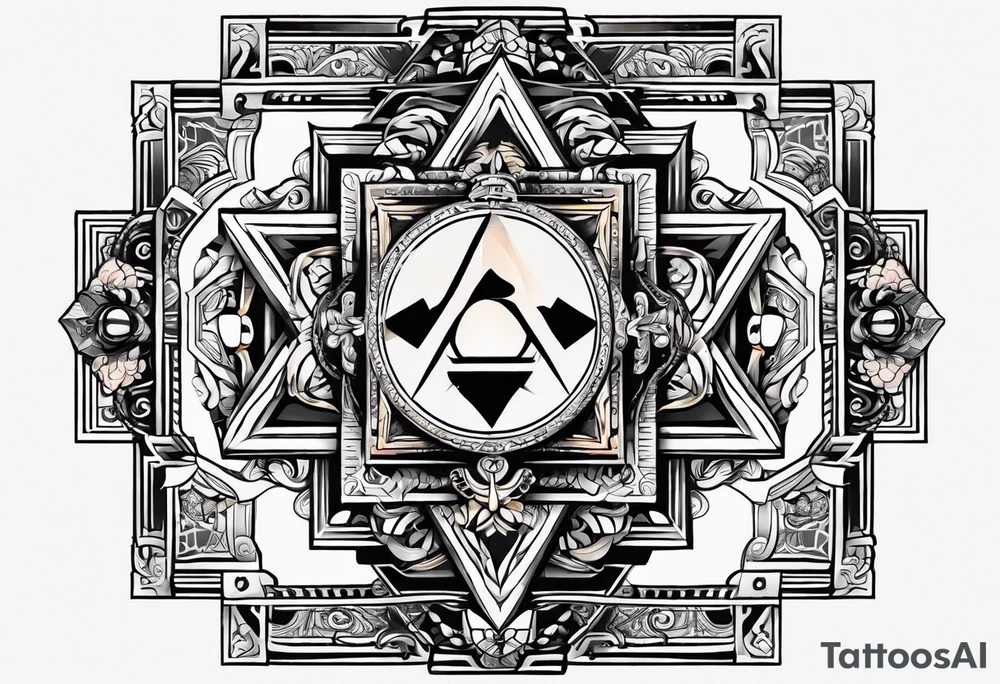 free masonry symbol , rectangle tattoo idea