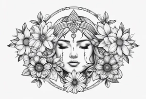 Lunar phases Virgo flowers tattoo idea