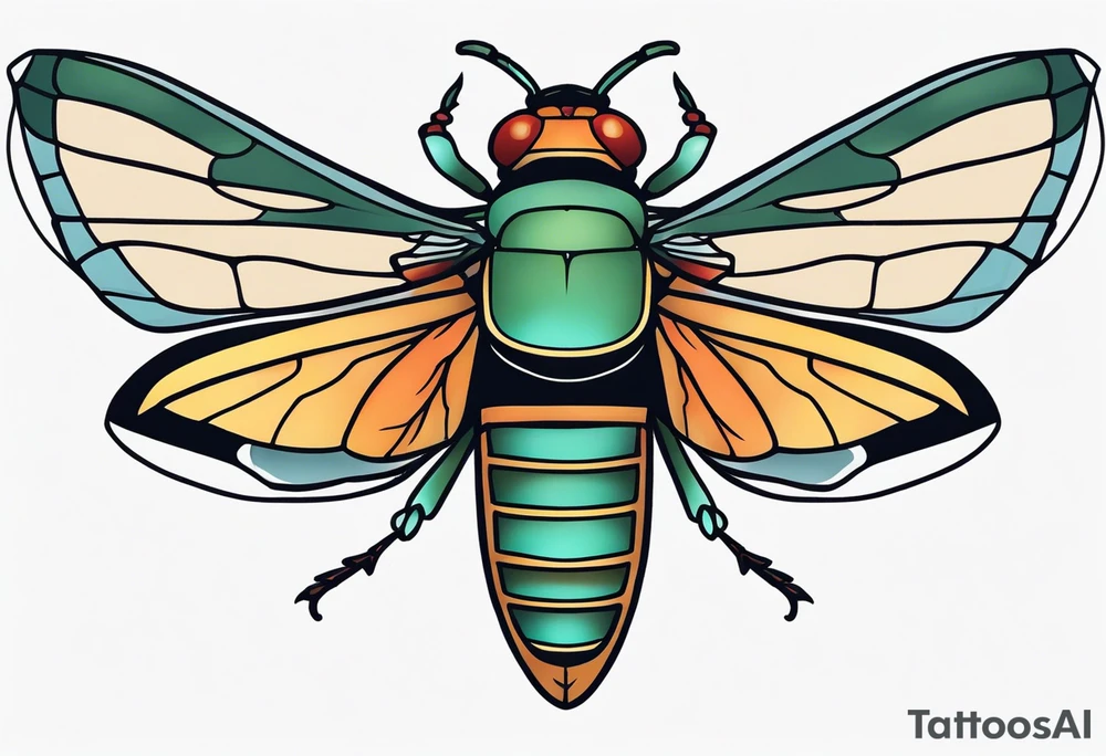 Neo traditional Cicada tattoo idea