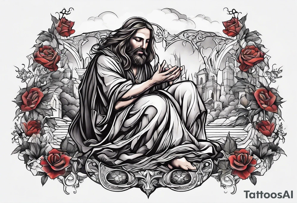 a man begging at the feet of Jesus tattoo idea