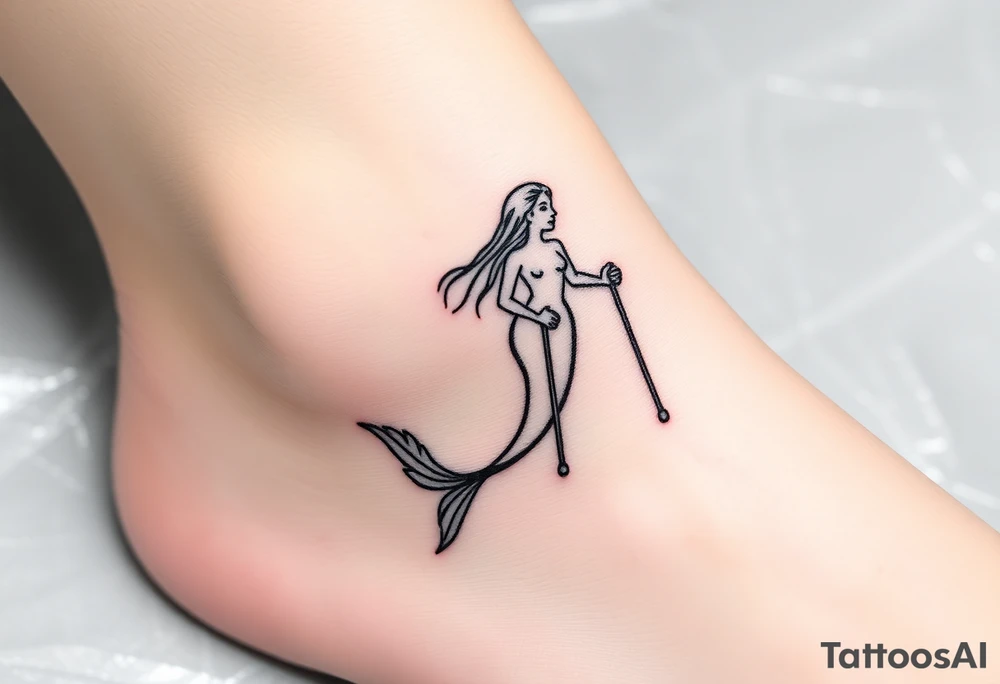 Mermaid with crutches tattoo idea