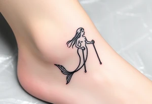 Mermaid with crutches tattoo idea