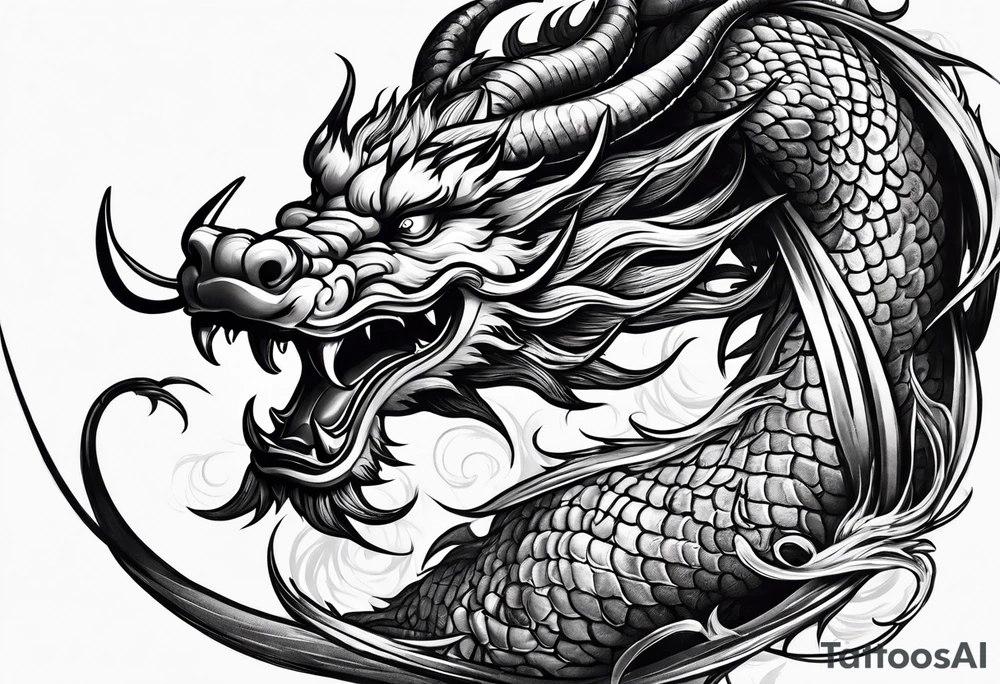 Chinese dragon fighting a Chinese bull tattoo idea