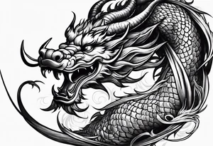 Chinese dragon fighting a Chinese bull tattoo idea
