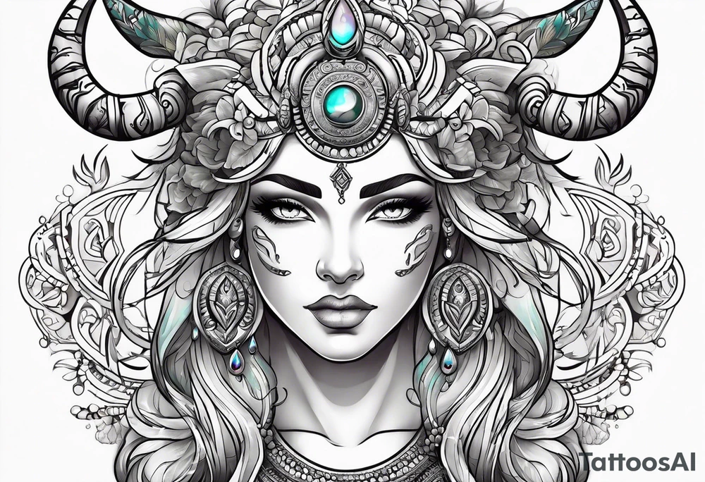 Beautiful taurus goddess tattoo idea