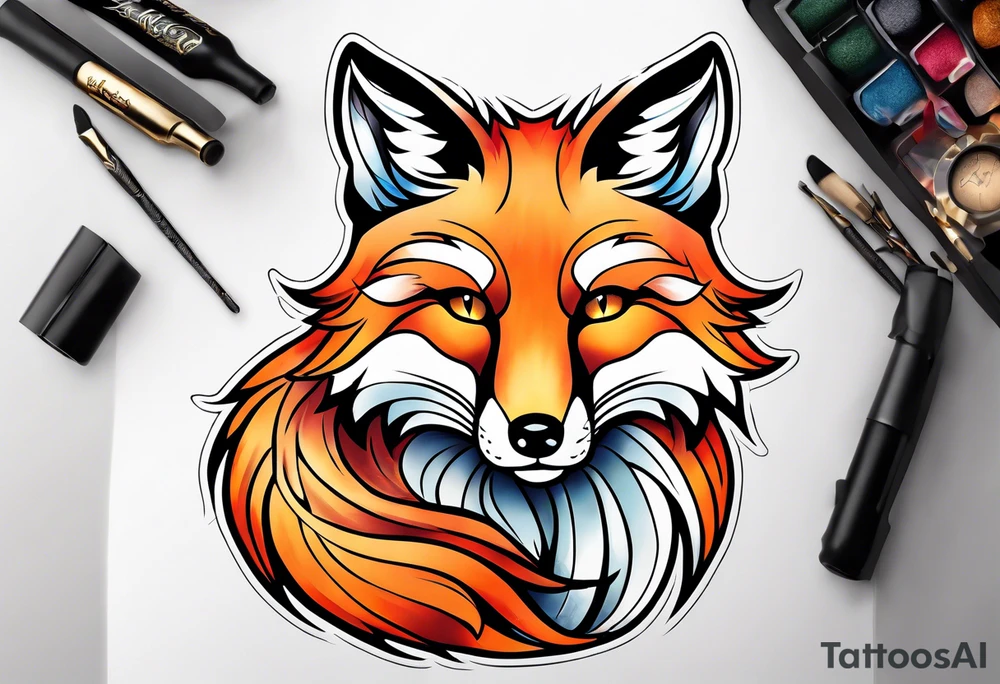 neo traditional fox tattoo idea
