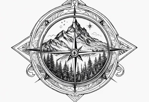 Half mountain. Half compass tattoo idea