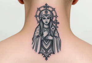 russian christian orthodox virgin mary holding the russian orthodox thurible chains tattoo idea