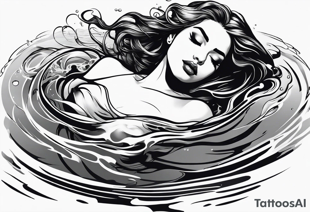 girl floating in water from an aerial view tattoo idea