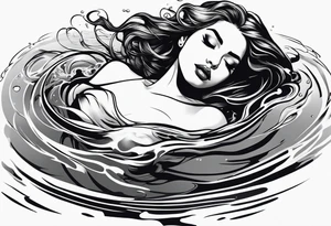 girl floating in water from an aerial view tattoo idea