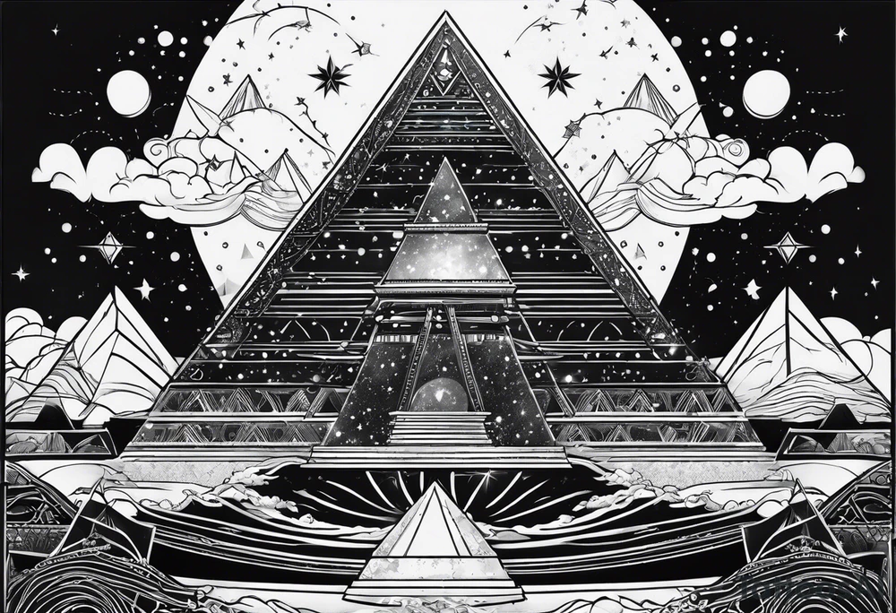 Aquarius constellation with pyramids tattoo idea