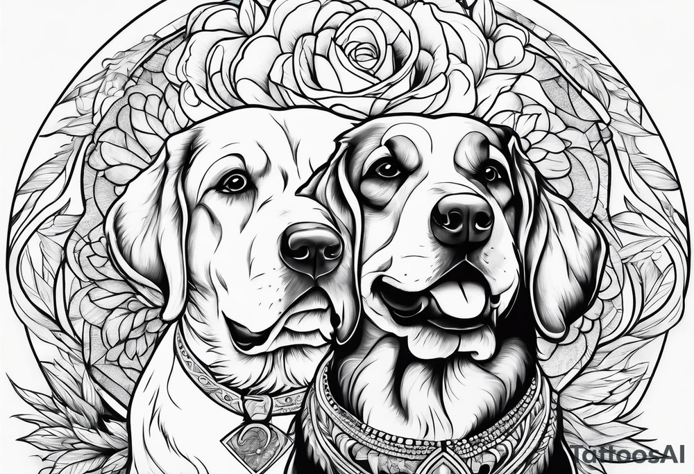 family outline with mom dad son and dog tattoo idea
