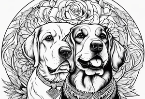 family outline with mom dad son and dog tattoo idea