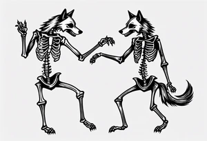 two wolf skeletons dancing salsa tattoo idea