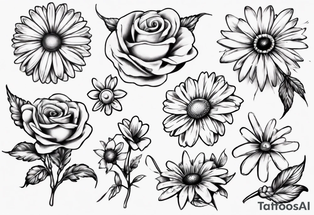 Valentine and daisy tattoo idea