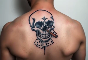 skull with a smoking cigar in his mouth,playing cards,money. tattoo idea