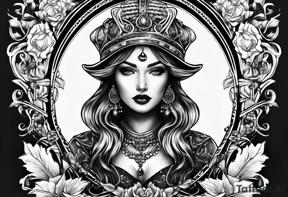 Pawn and queen chest piece tattoo idea