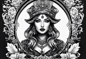 Pawn and queen chest piece tattoo idea