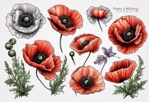 POPPIES AND MILTARY tattoo idea